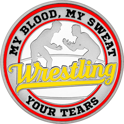 Yellow "Wrestling" with Red Outer Circular Borders